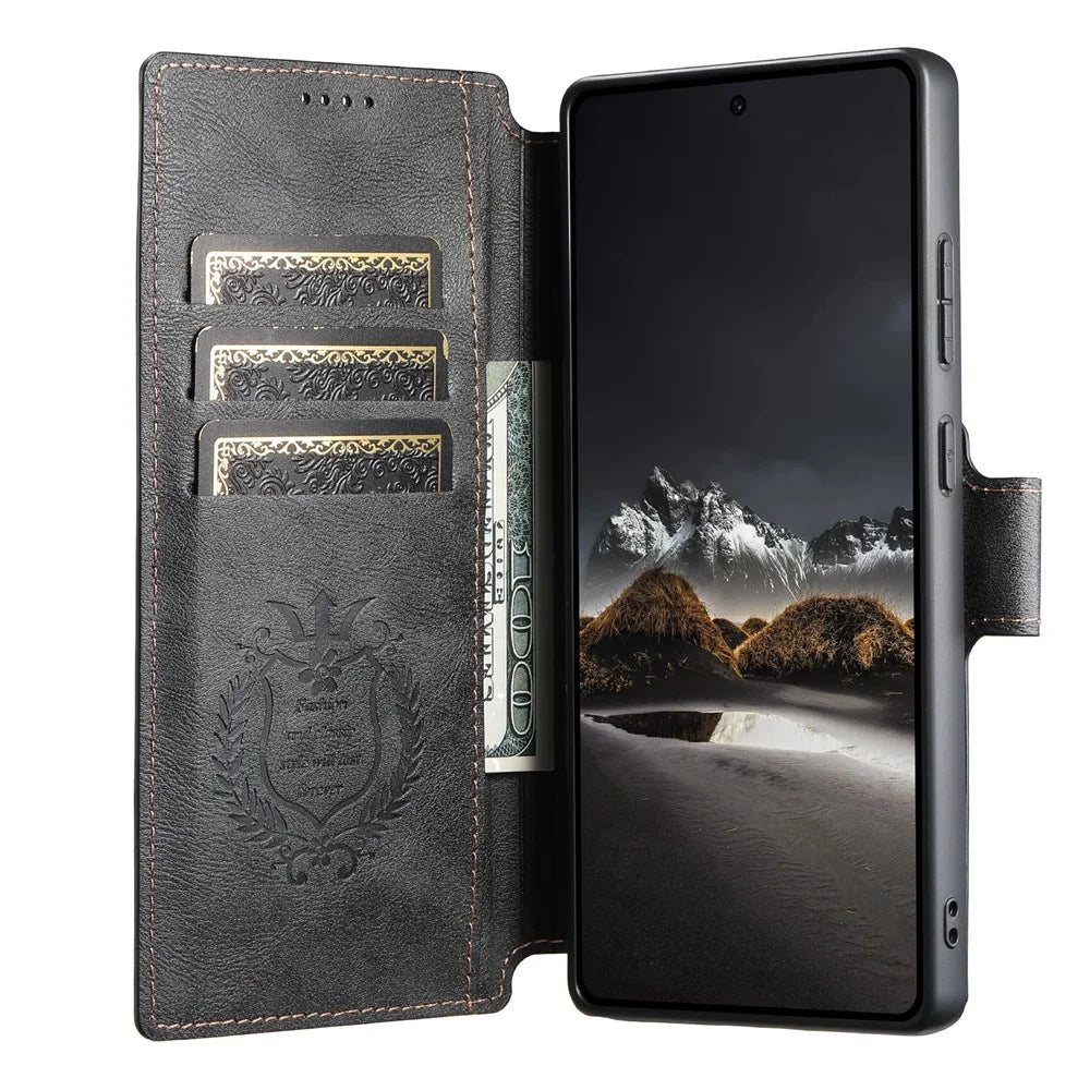 SUTENI Q-05 For Samsung Galaxy S24 Ultra Wallet Case 2 in 1 Detachable Leather Flip Phone Cover with Stand - Black - 3
