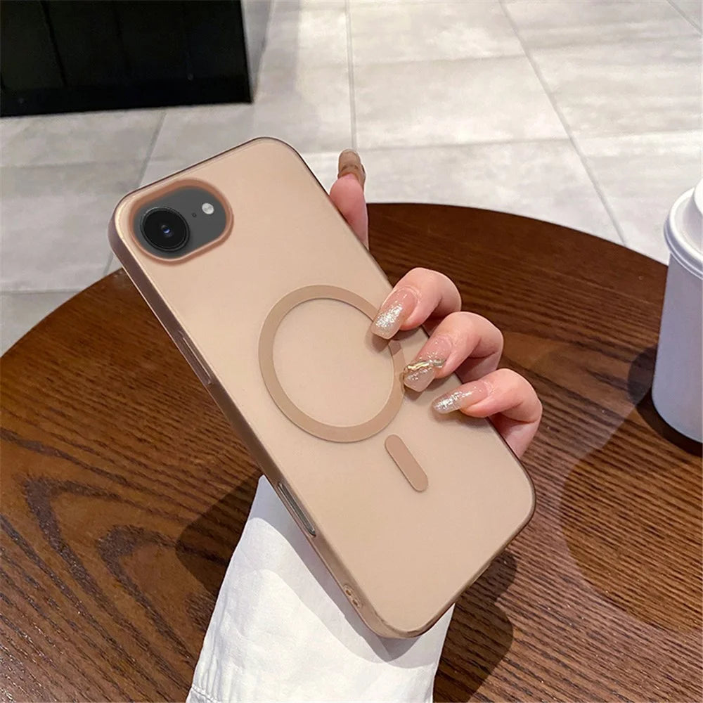 For iPhone 17e / 16e Magnetic Case Compatible with MagSafe Frosted PC Phone Cover - Desert Gold - 2