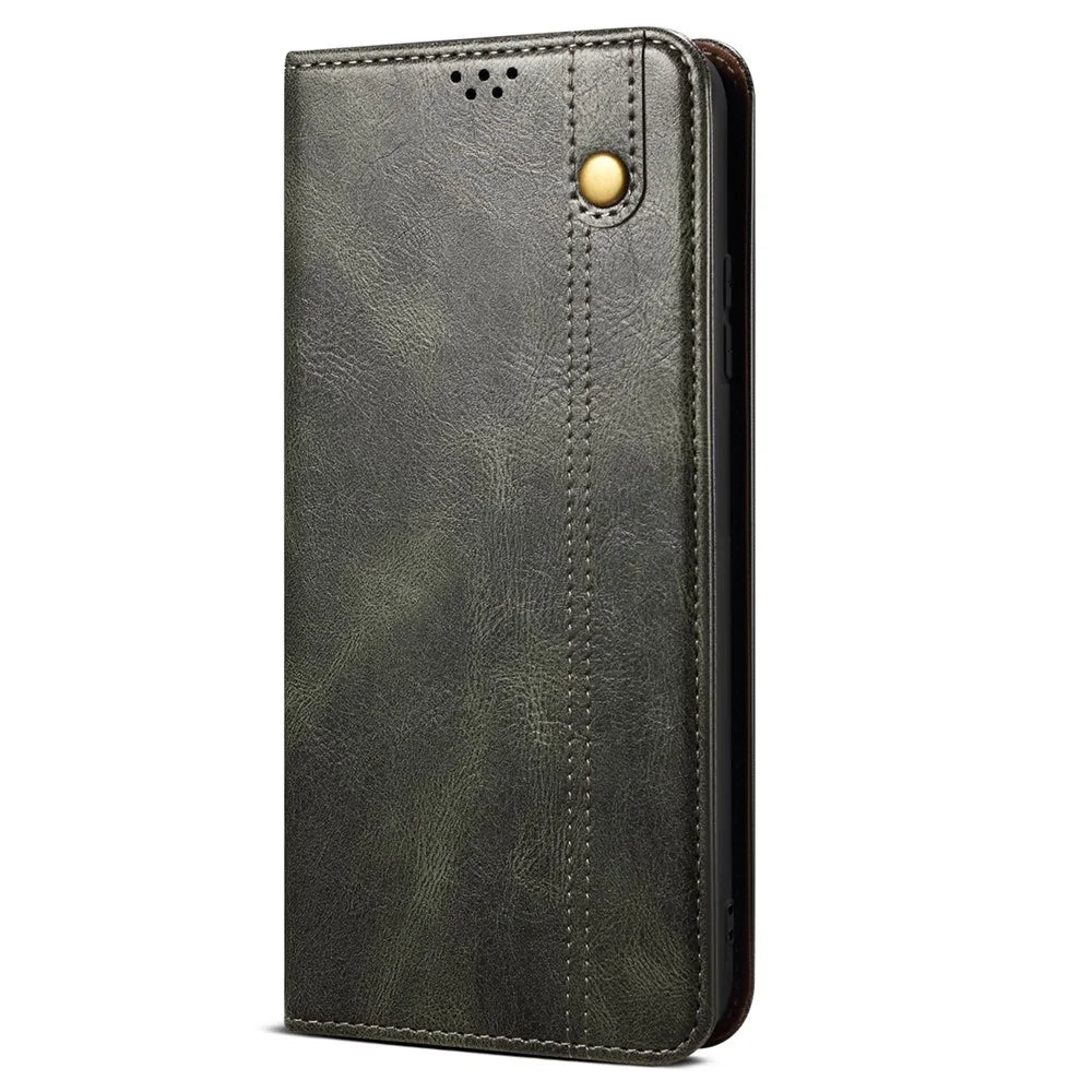 For Nothing Phone (3a) Pro Case Crazy Horse Texture Waxy Leather Wallet Stand Phone Cover - Green - 5