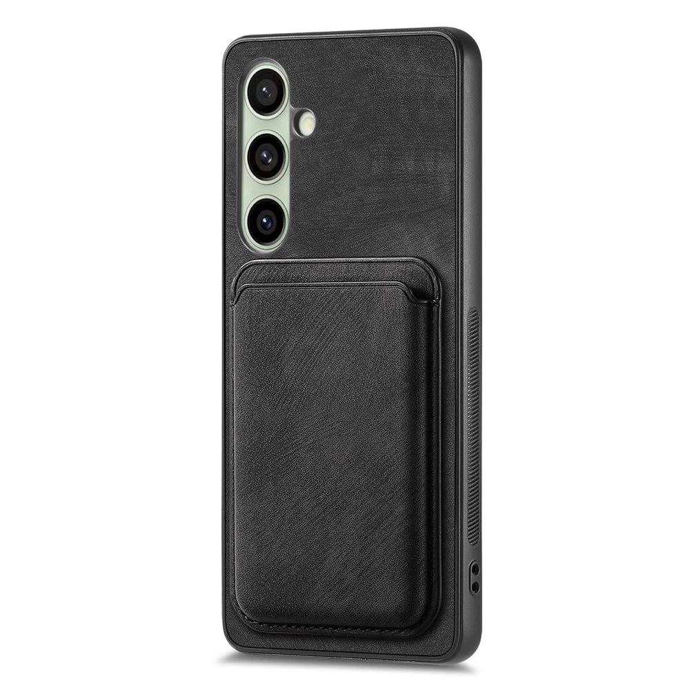 For Samsung Galaxy A36 5G Magnetic Case Leather Back Cover with Detachable Card Holder - Black - 2