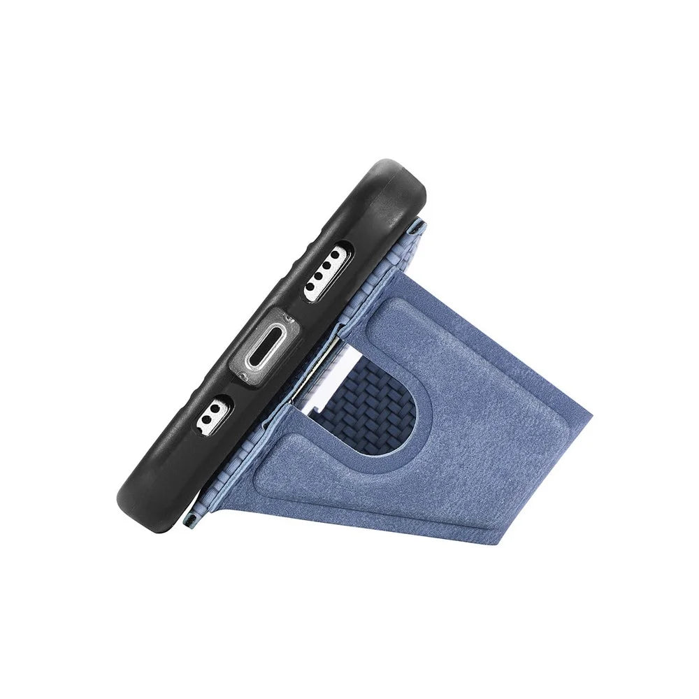 For Samsung Galaxy A26 5G Case with K-Shaped Kickstand Leather Phone Back Cover - Blue - 3