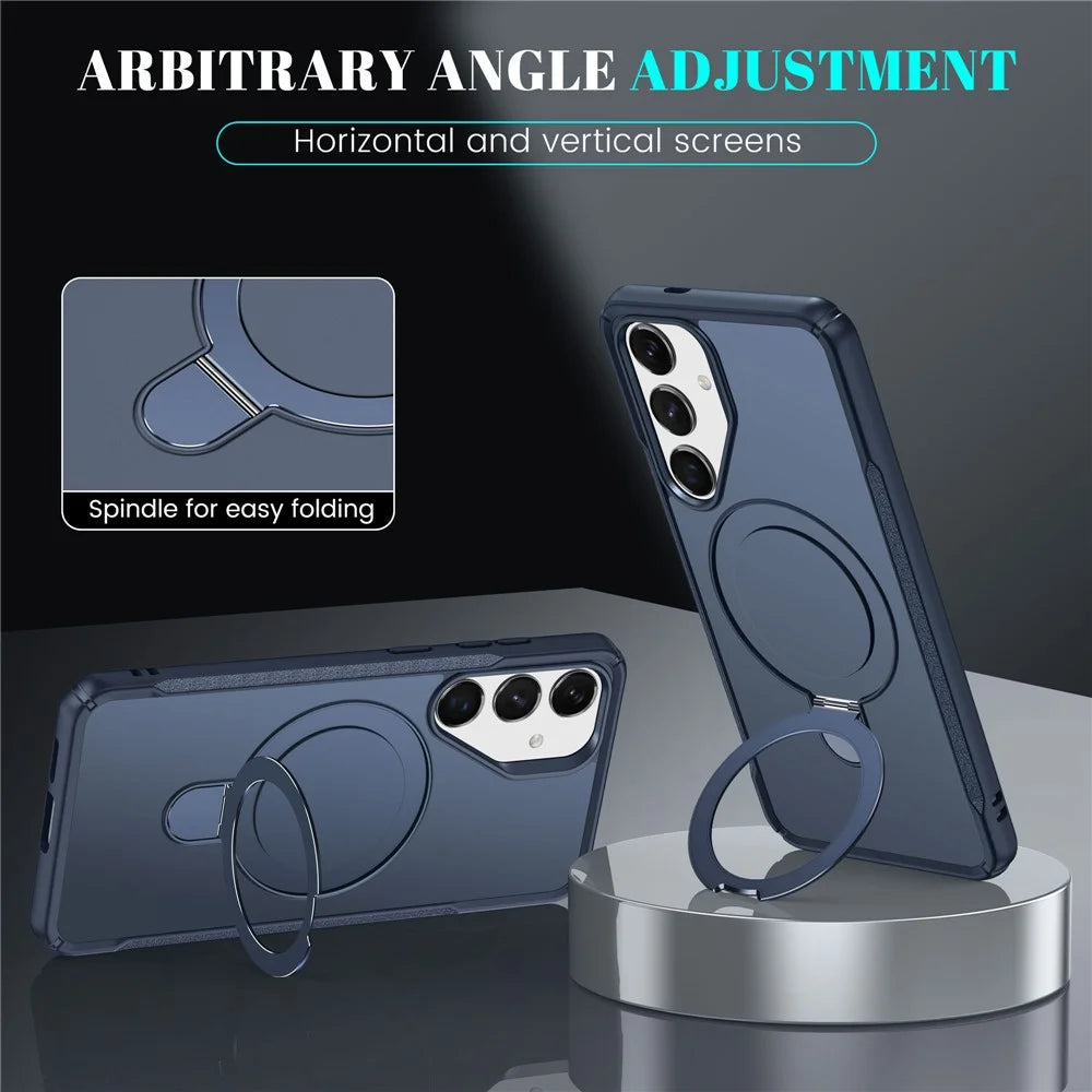 For Samsung Galaxy S25+ / S24+ Case with Magnetic Kickstand TPU + PC Anti Drop Phone Cover - Sapphire - 3