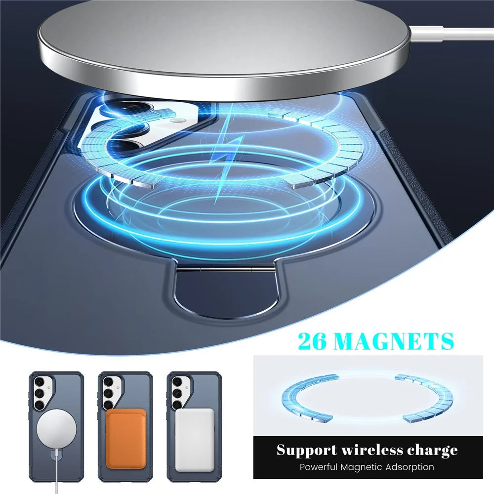 For Samsung Galaxy S25+ / S24+ Case with Magnetic Kickstand TPU + PC Anti Drop Phone Cover - Sapphire - 4