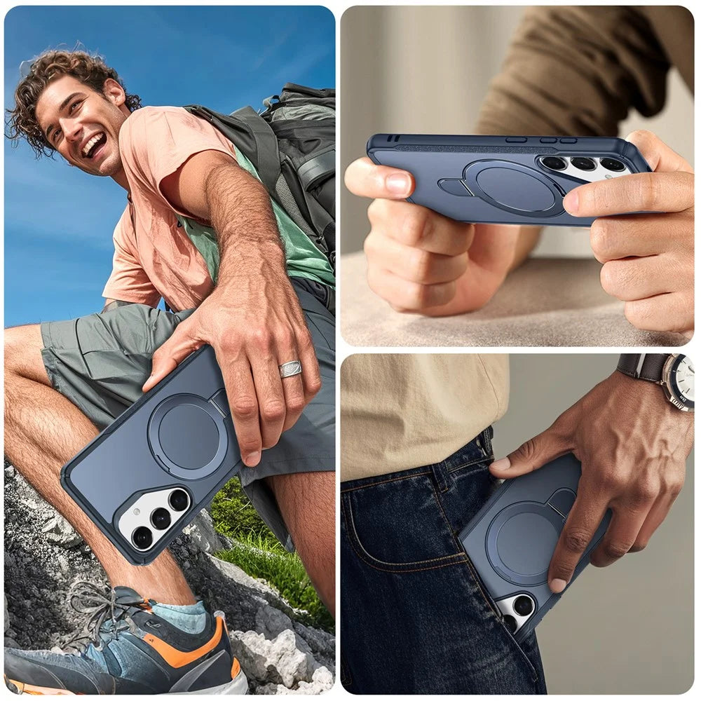 For Samsung Galaxy S25+ / S24+ Case with Magnetic Kickstand TPU + PC Anti Drop Phone Cover - Sapphire - 7