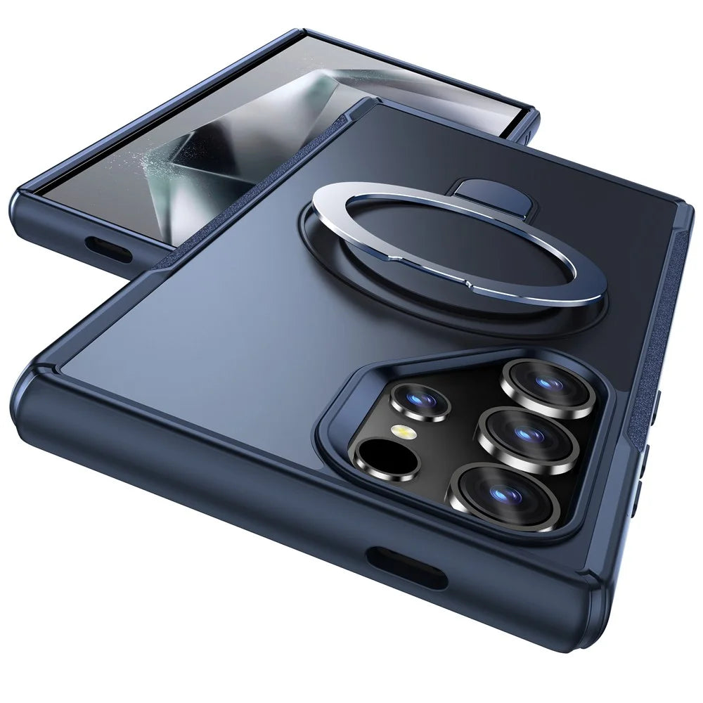 For Samsung Galaxy S23 Ultra Case with Magnetic Kickstand TPU + PC Anti Drop Phone Cover - Sapphire - 2