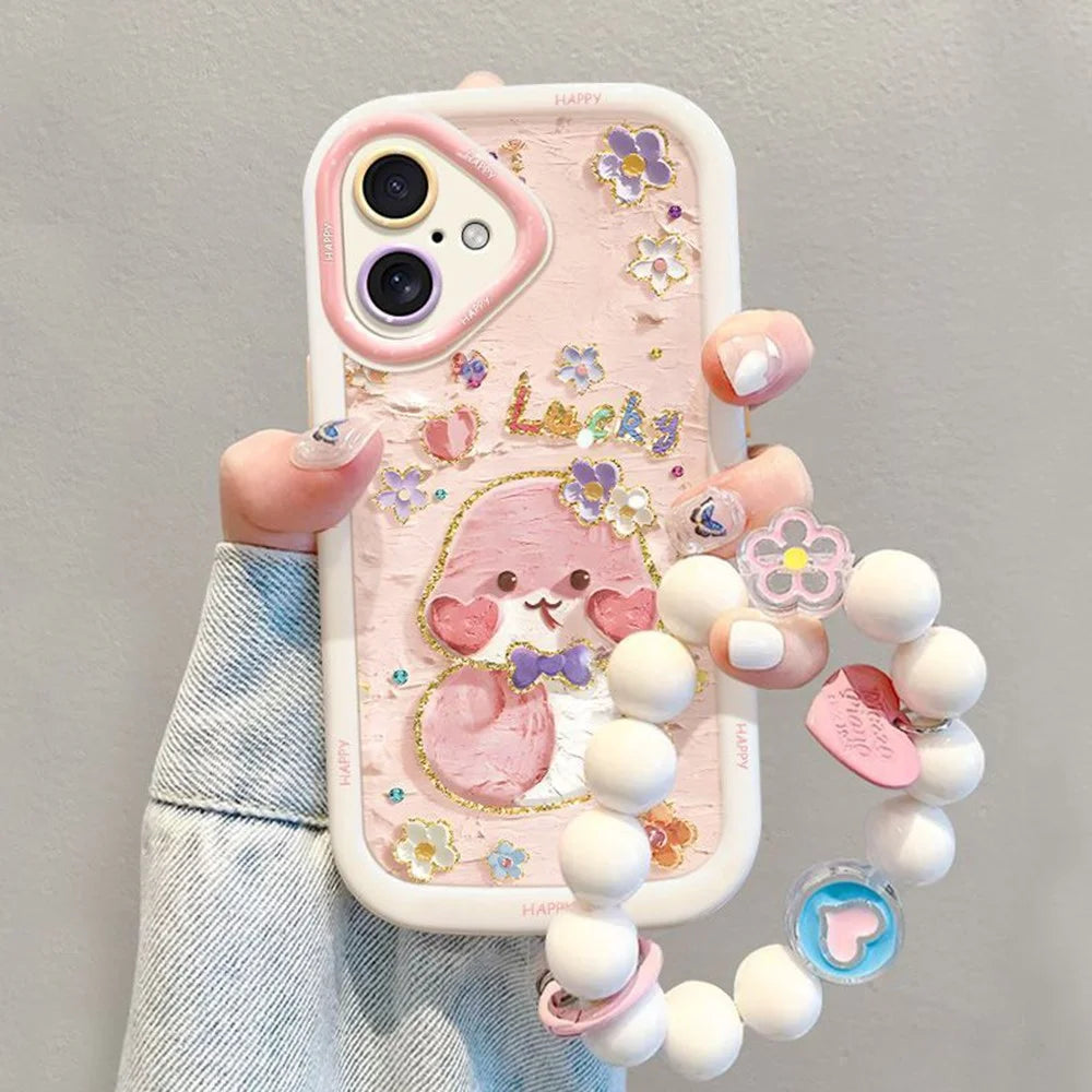 For iPhone 16 Plus Case with Strap Lucky Snake Pattern Design TPU + PC Protective Phone Cover - 1