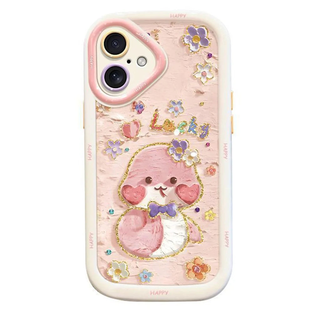 For iPhone 16 Plus Case with Strap Lucky Snake Pattern Design TPU + PC Protective Phone Cover - 2