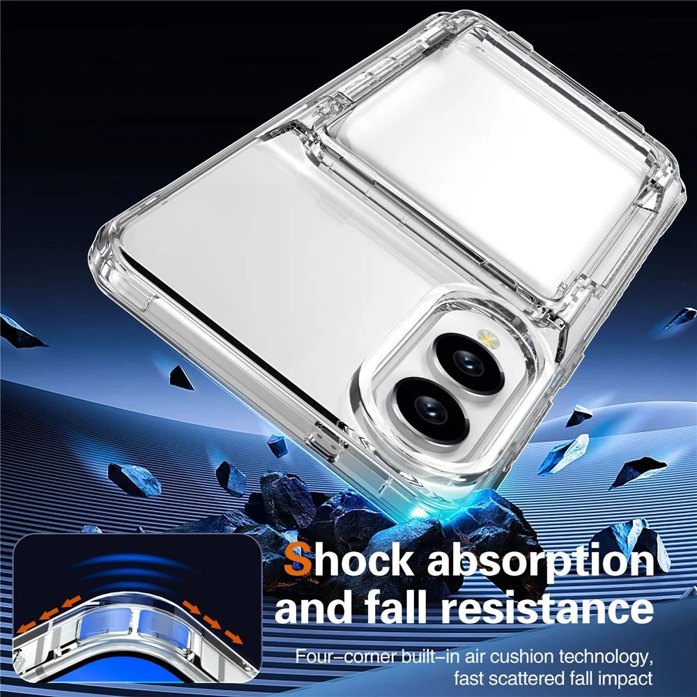 For Samsung Galaxy S25 Edge Clear Case PC + TPU Phone Cover Card Holder Kickstand - Transparent - 4