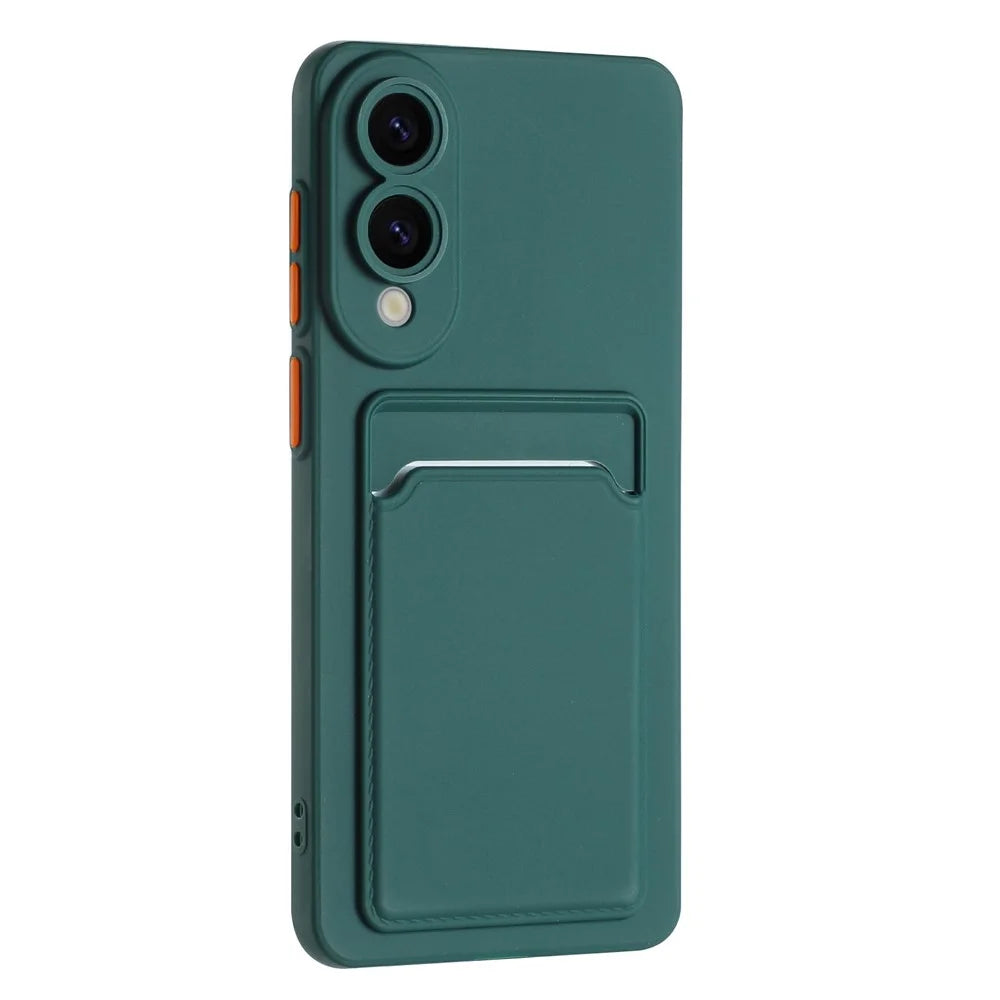 For Samsung Galaxy S25 Edge Case Card Slot Matte Fingerprint-Free Back Cover - Green - 2