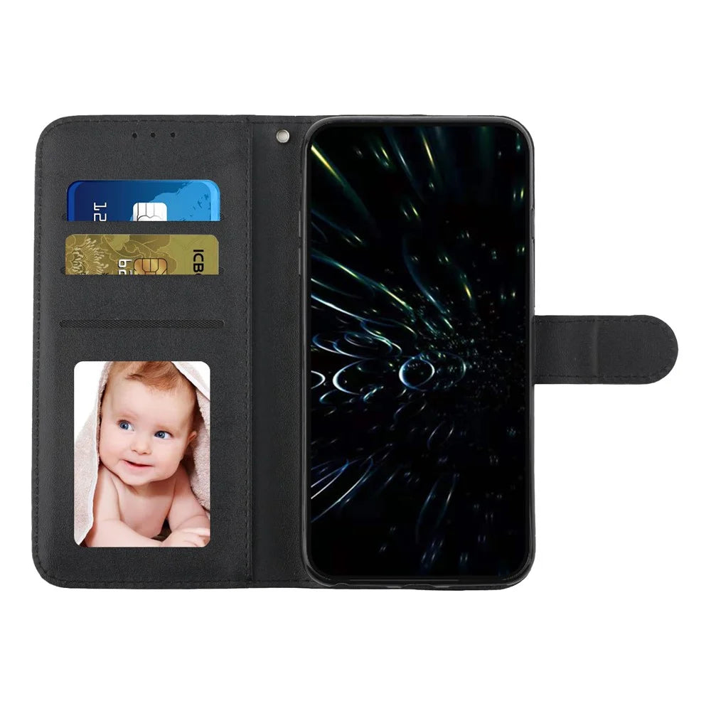 For Realme 14 Pro 5G Case Leather Stand Protective Phone Cover - Black - 2