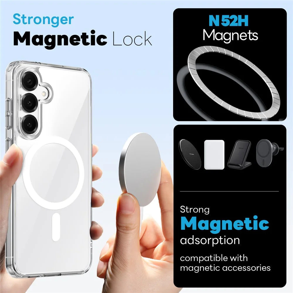 NORTHJO For Samsung Galaxy S24 Magnetic Case PC + TPU Phone Cover Set with Tempered Glass Film (Support Fingerprint Unlock) - Transparent - 4
