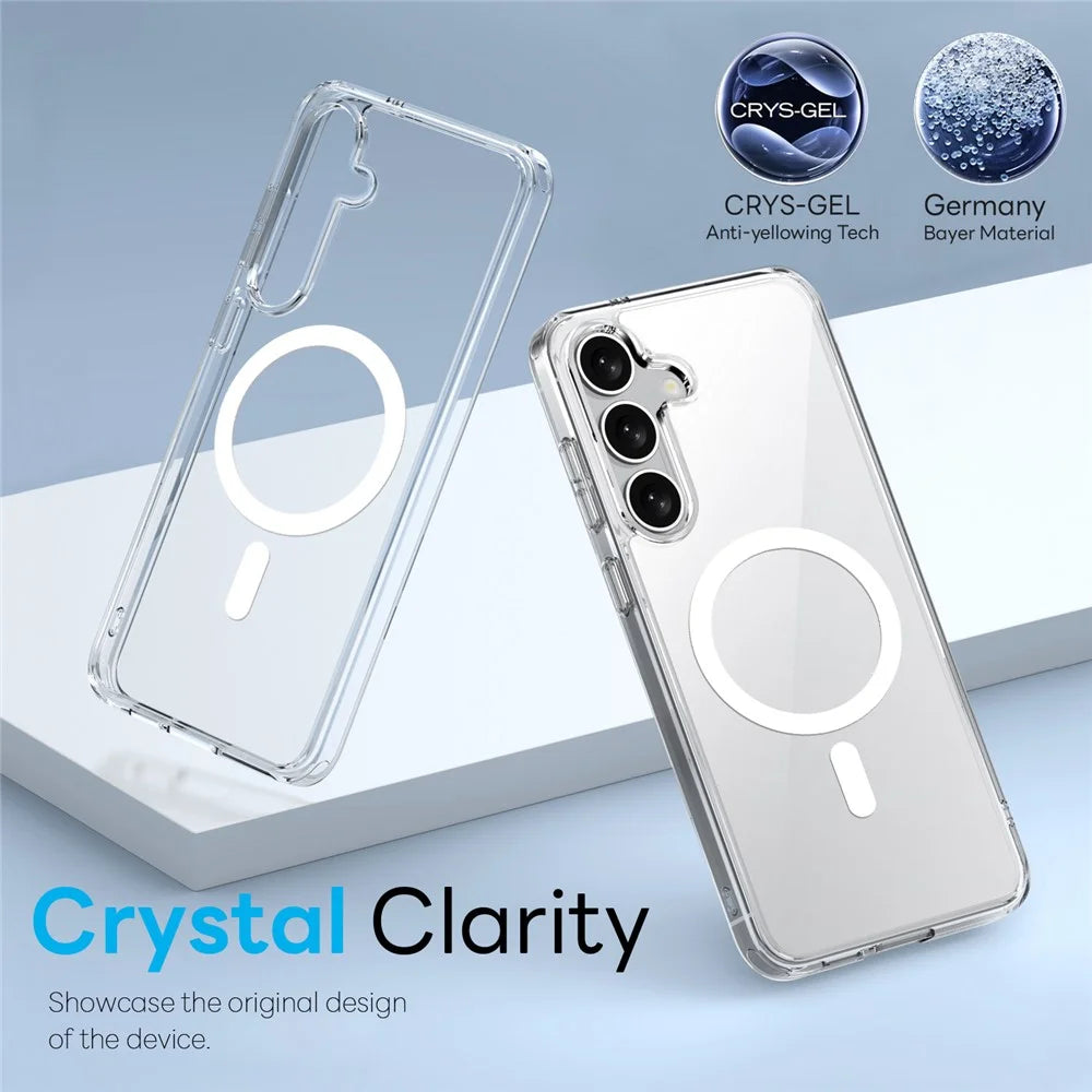 NORTHJO For Samsung Galaxy S25+ Magnetic Case PC + TPU Phone Cover Set with Tempered Glass Film (Support Fingerprint Unlock) - Transparent - 2