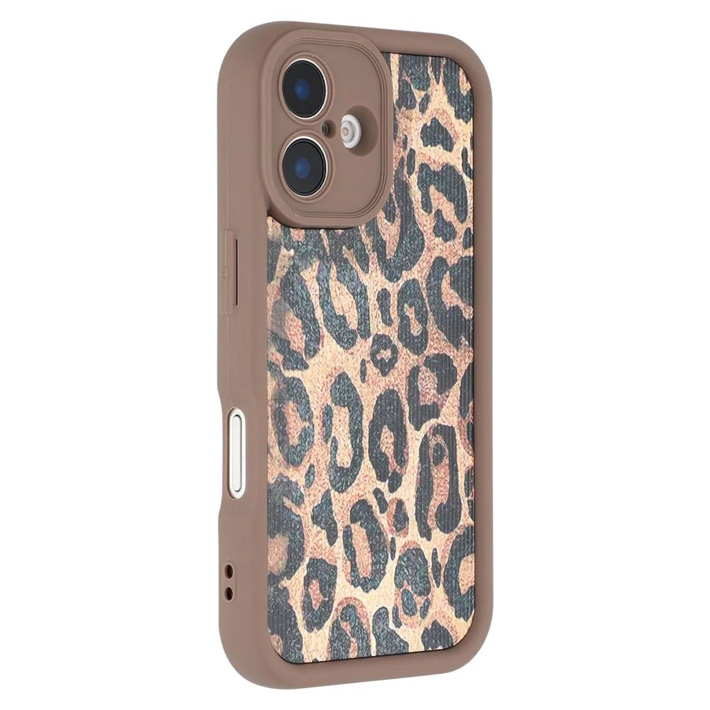 For iPhone 16 Case Leopard Print TPU Precise Cutout Phone Cover - Brown - 1