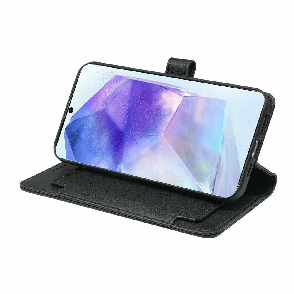 For Samsung Galaxy A16 5G / A16 4G Case with 9 Card Slots PU Leather Stand Phone Cover - Black - 5