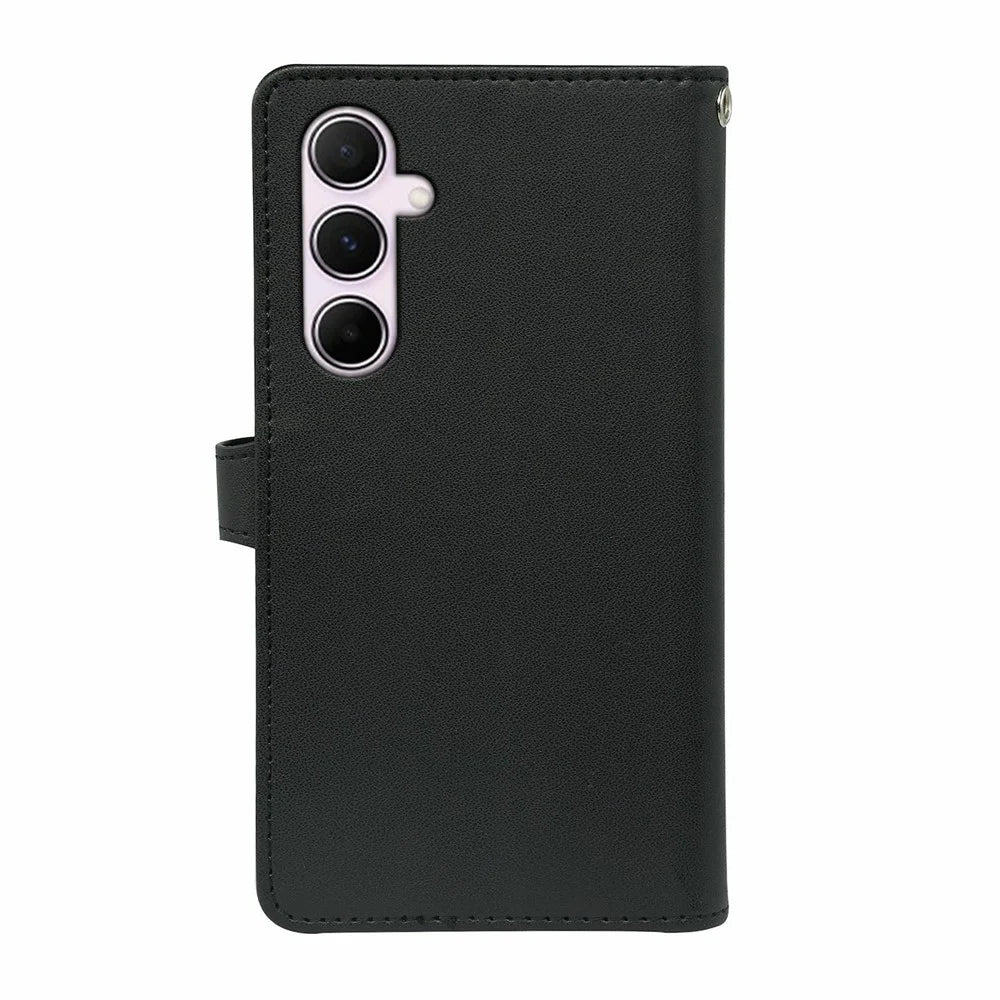 For Samsung Galaxy A16 5G / A16 4G Case with 9 Card Slots PU Leather Stand Phone Cover - Black - 7