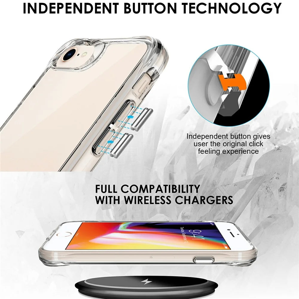 For iPhone 17e / 16e Case PC+TPU Dropproof Transparent Phone Cover - 4