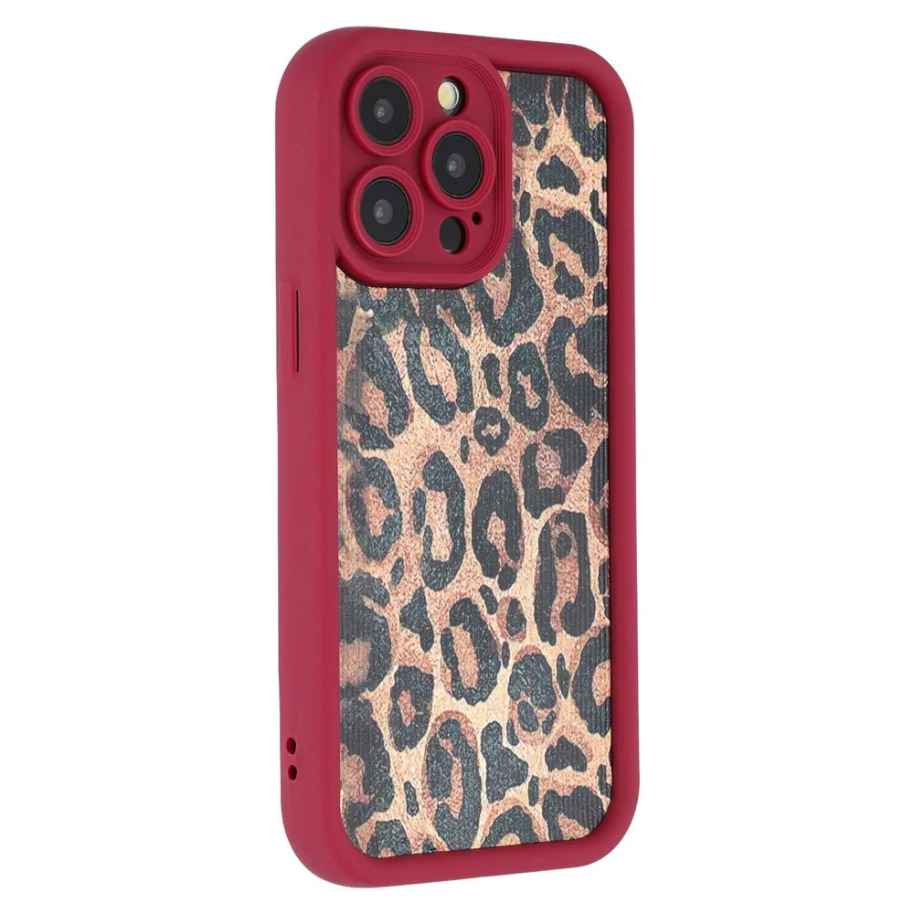 For iPhone 14 Pro Max Case Leopard Print TPU Precise Cutout Phone Cover - Red - 1