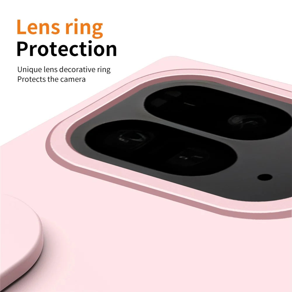 For Google Pixel 10 Pro Fold Case Kickstand Wristband PC Phone Cover with Tempered Glass Film - Pink - 6
