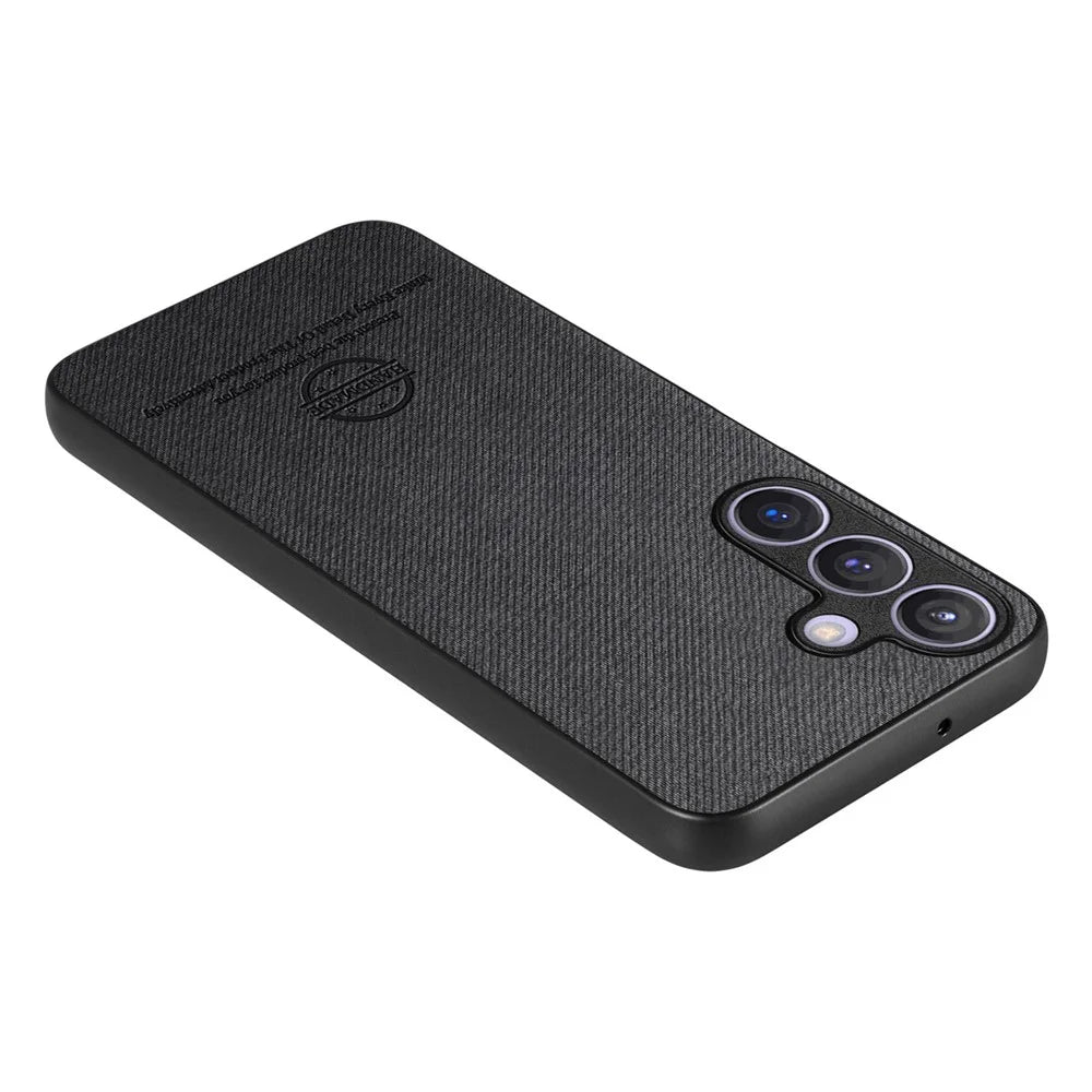 For Samsung Galaxy S25 Leather Phone  Back Cover with Cloth Texture - Black - 5