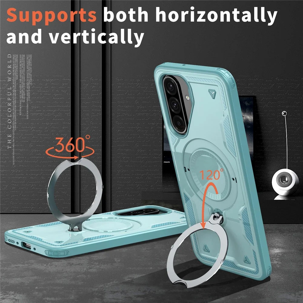 For Samsung Galaxy A26 5G Magnetic Case Military Protection PC + TPU Kickstand Phone Cover - Baby Blue - 6
