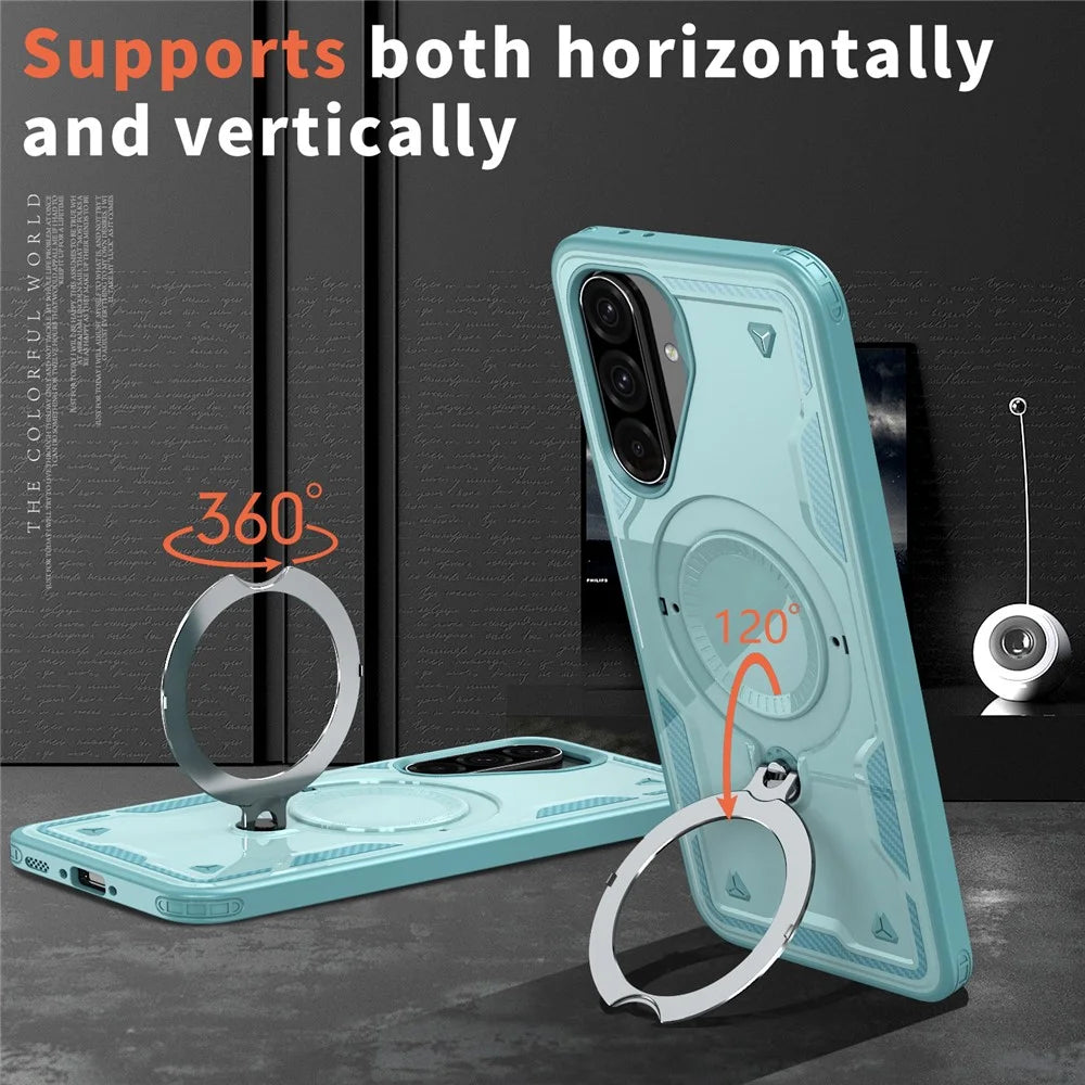 For Samsung Galaxy Galaxy A56 5G / A37 5G / A36 5G Magnetic Case Military Protection PC + TPU Kickstand Phone Cover - Baby Blue - 6