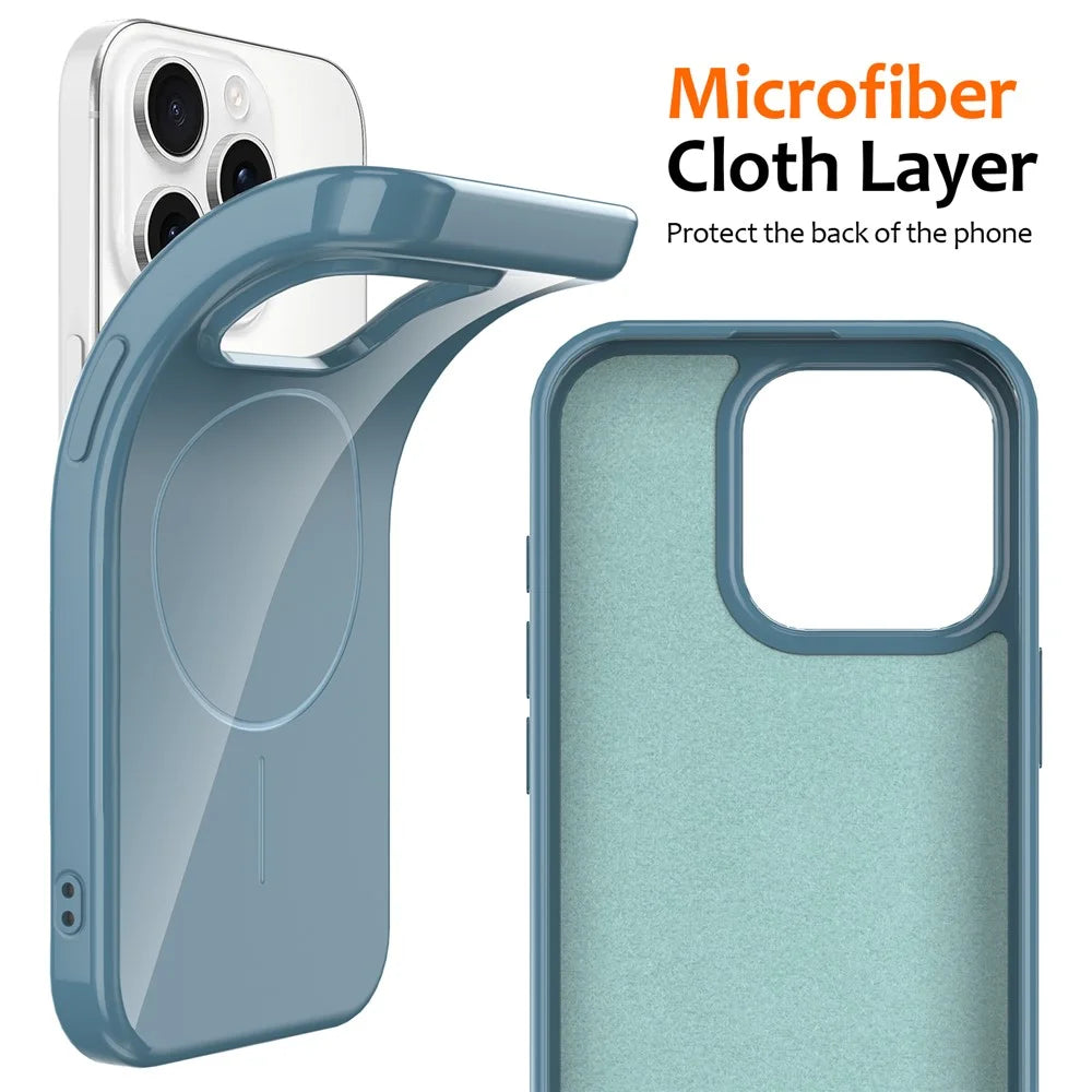 For iPhone 14 Pro Magnetic Case Compatible with MagSafe TPU Phone Back Cover with Lanyard - Blue - 5