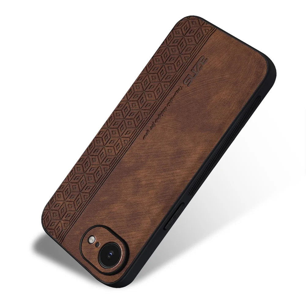 AZNS For iPhone 17e / 16e Case Protective PU Leather Covered TPU Phone Shell - Brown - 3