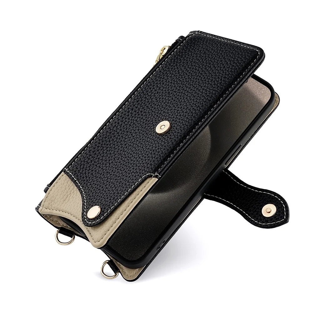 Wallet Case for TCL 50 NxtPaper 5G  /  50 Pro NxtPaper 5G Fishtail Design Leather Phone Cover with Mirror  /  Stand  /  Strap - Black - 3