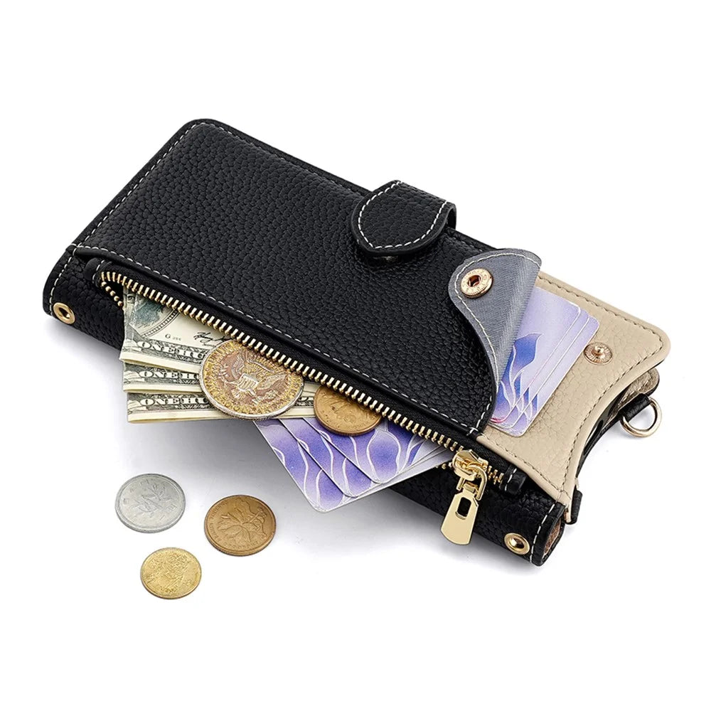 Wallet Case for TCL 50 NxtPaper 5G  /  50 Pro NxtPaper 5G Fishtail Design Leather Phone Cover with Mirror  /  Stand  /  Strap - Black - 4