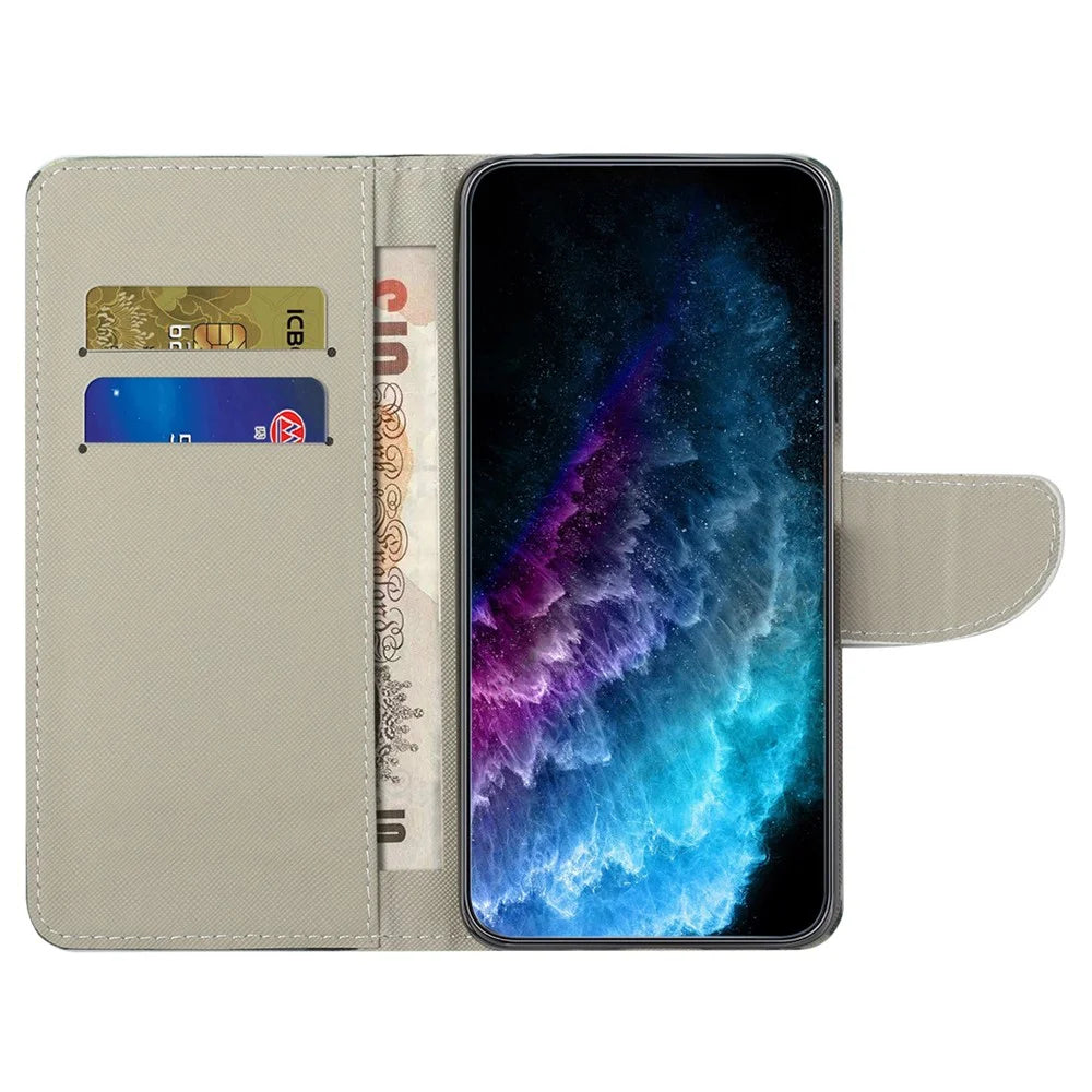 For Samsung Galaxy A07 4G / A06 5G / A06 4G Case Pattern Printing Cross Texture Leather Phone Cover - Green Tree - 2