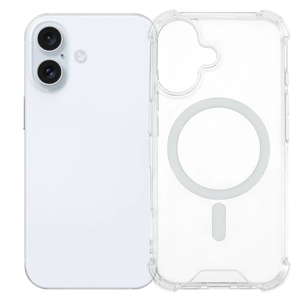 For iPhone 16 Clear Phone Case Compatible with MagSafe 1.5mm Shockproof Back Cover - 1
