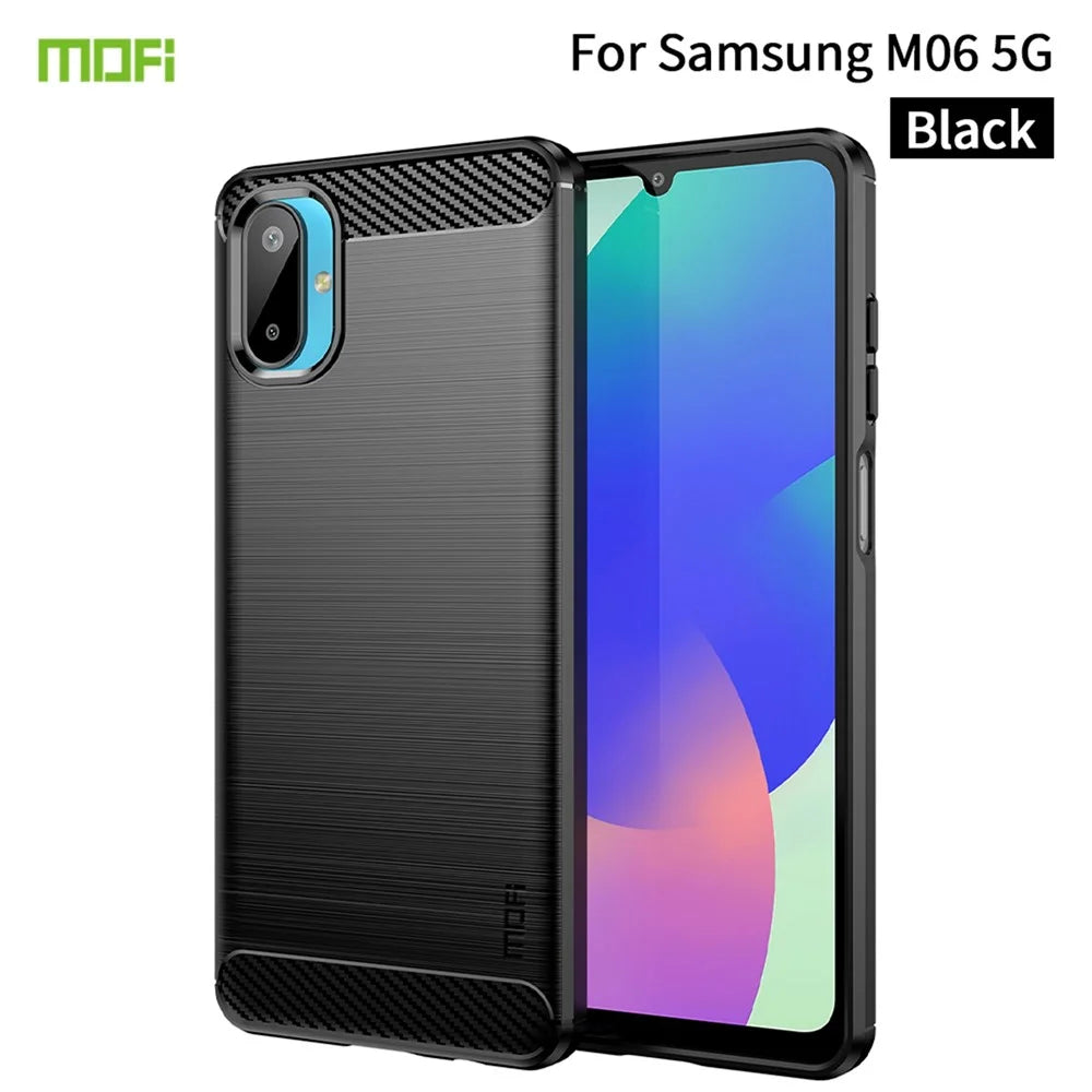 MOFI For Samsung Galaxy M06 5G Back Cover  Brushed Texture Carbon Fiber Soft TPU Case - Black - 2