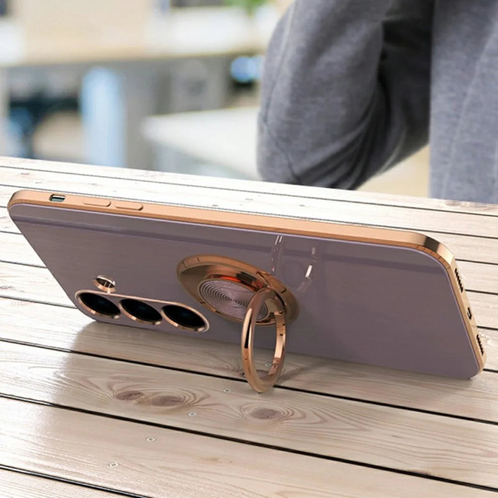 For Samsung Galaxy A16 4G / 5G Case Precise Cutouts 6D Electroplating TPU Phone Cover with Ring Holder - Light Purple - 3