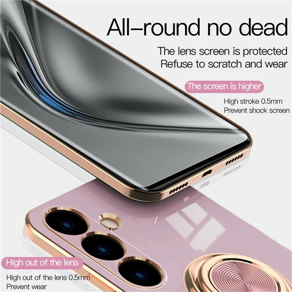 For Samsung Galaxy A16 4G / 5G Case Precise Cutouts 6D Electroplating TPU Phone Cover with Ring Holder - Light Purple - 5