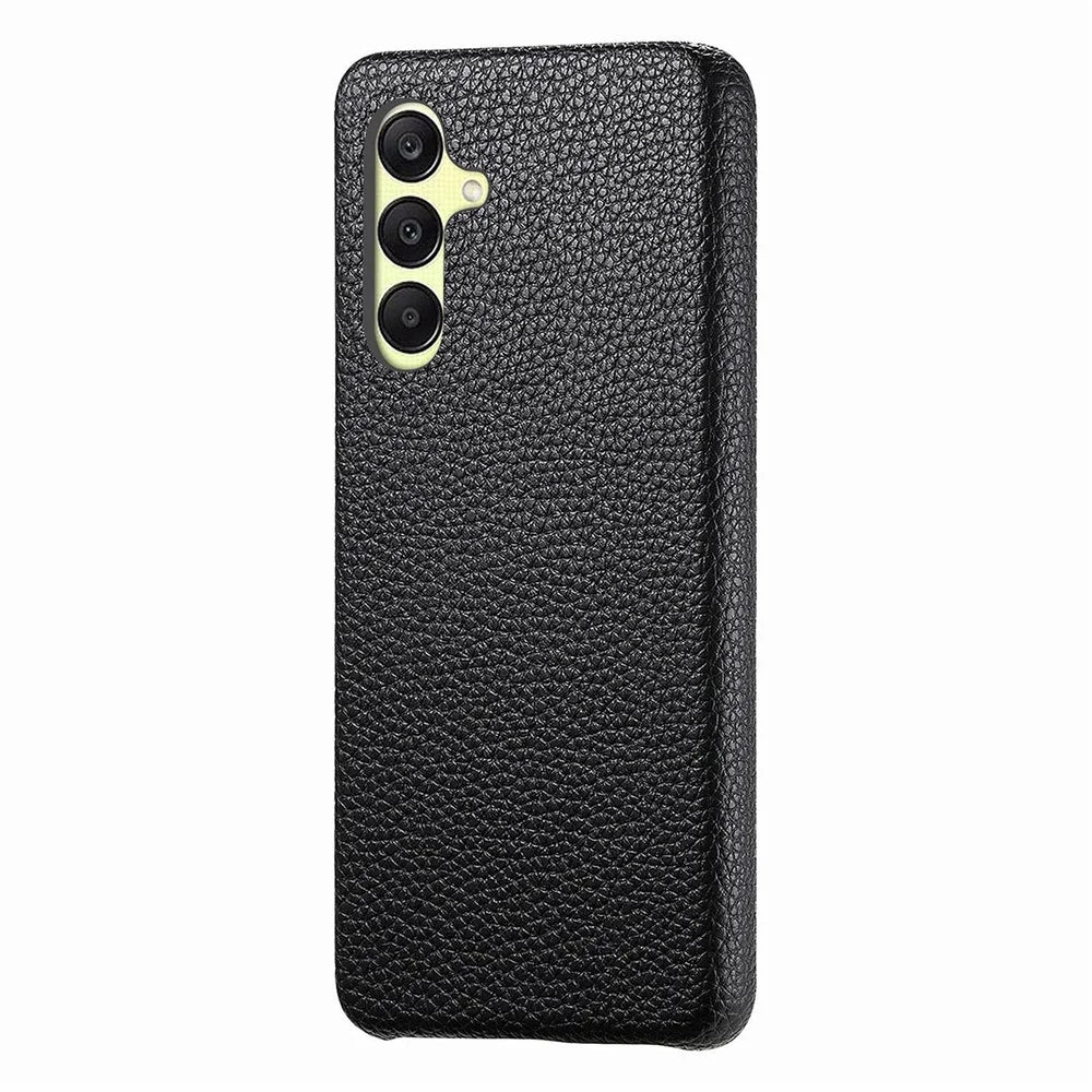 For Samsung Galaxy A16 4G / Galaxy A16 5G Case Litchi Texture Leather Coated PC Mobile Back Cover - Black - 2
