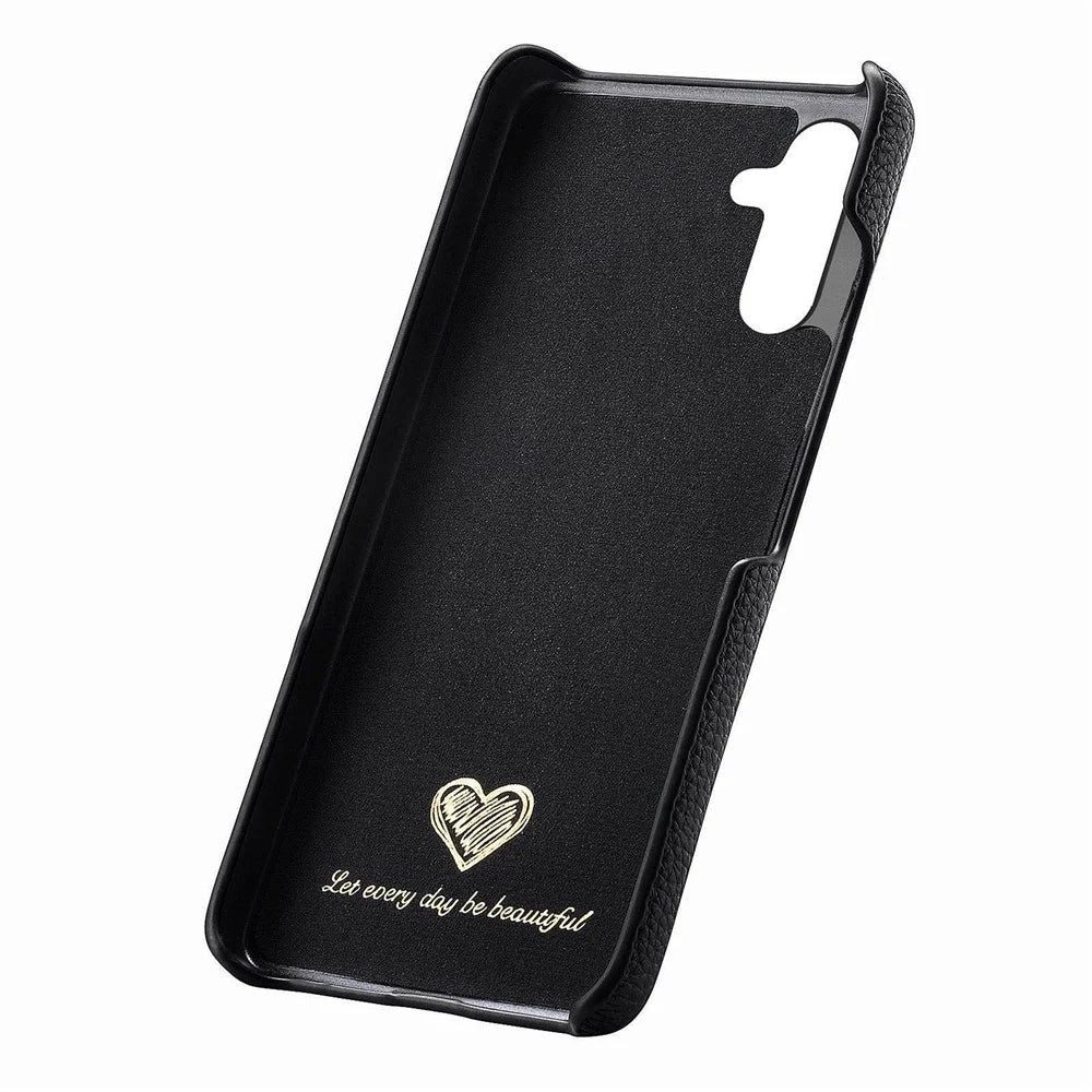 For Samsung Galaxy A16 4G / Galaxy A16 5G Case Litchi Texture Leather Coated PC Mobile Back Cover - Black - 5