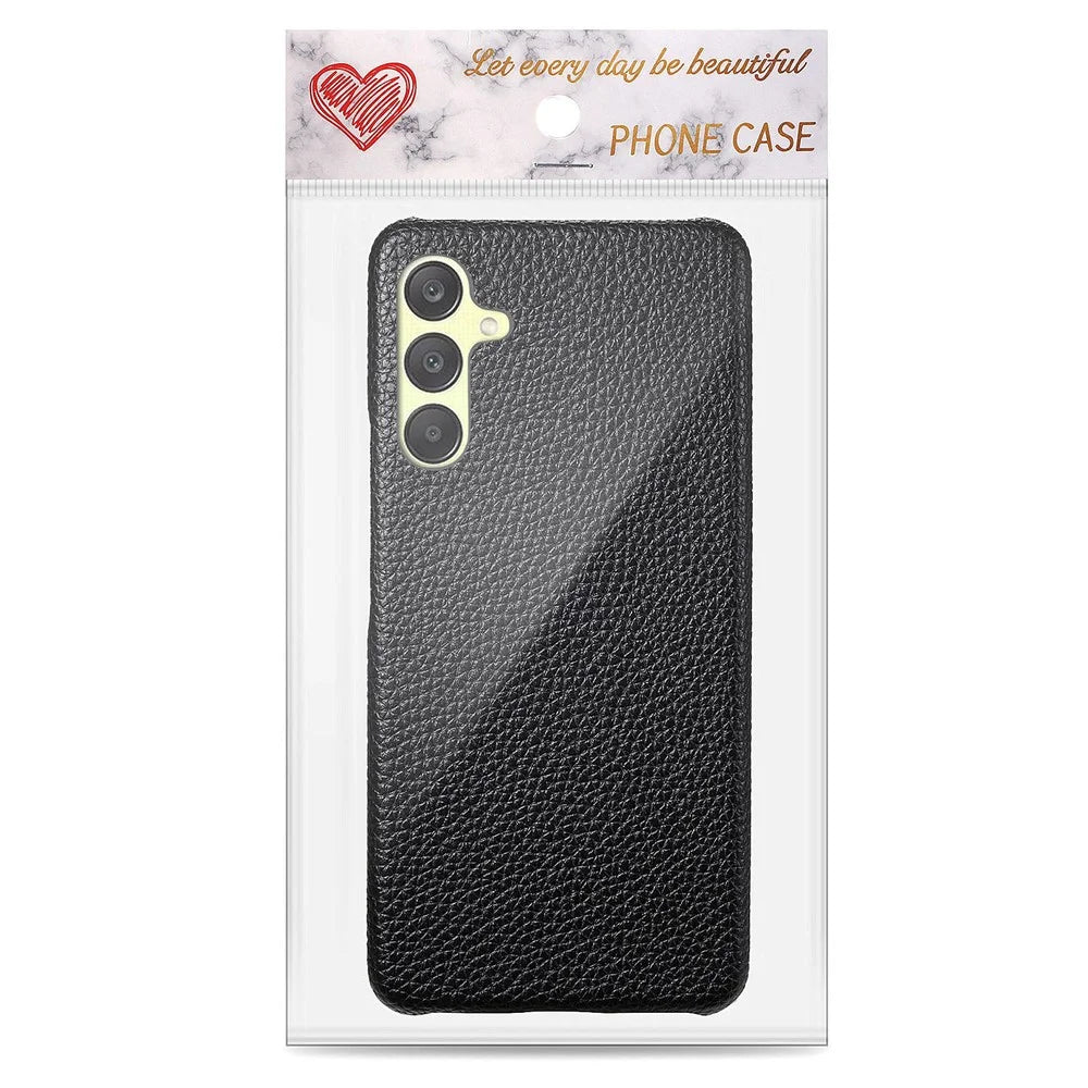 For Samsung Galaxy A16 4G / Galaxy A16 5G Case Litchi Texture Leather Coated PC Mobile Back Cover - Black - 7