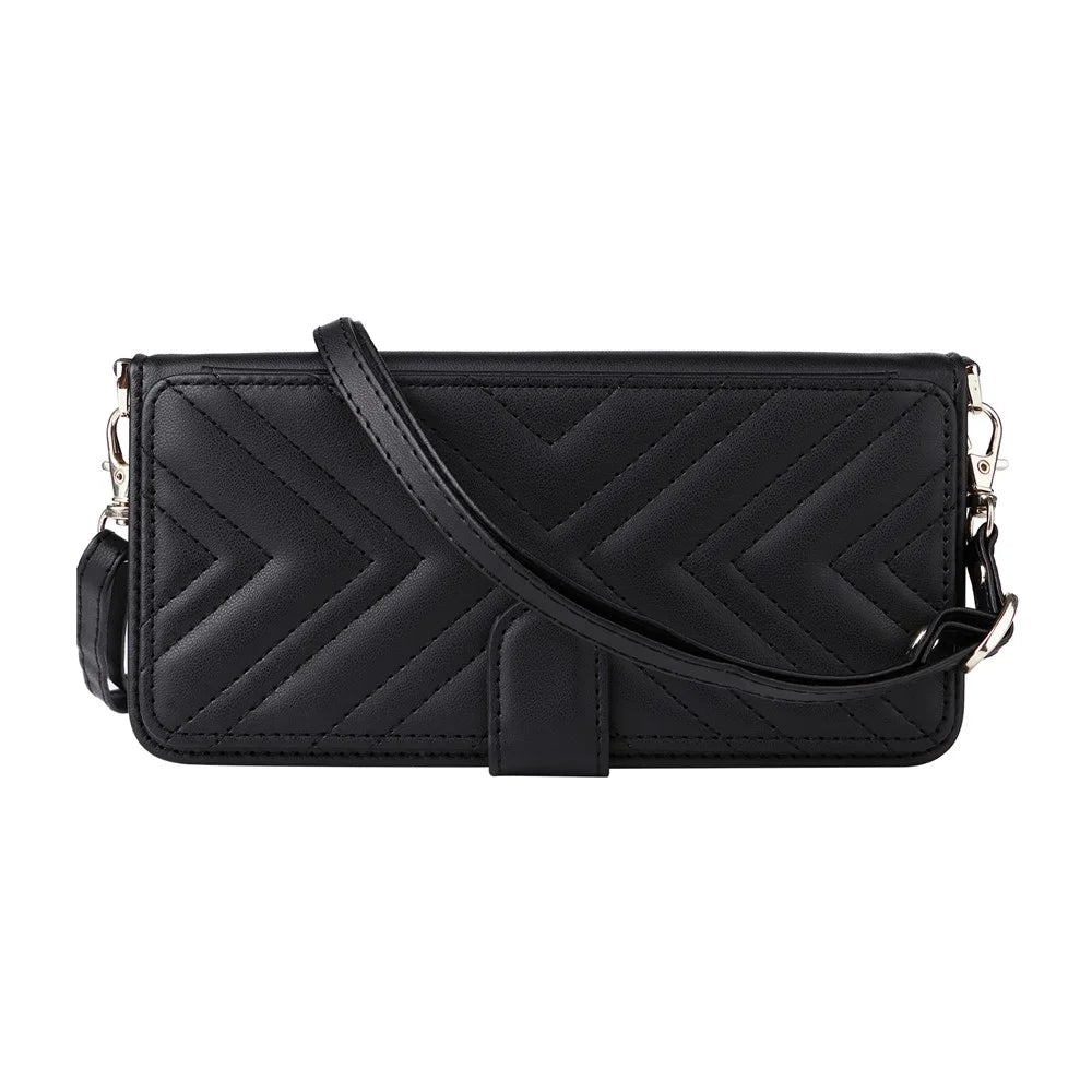 For Nothing Phone (3a) Pro Wallet Case with Shoulder / Wrist Strap Leather Phone Cover Stand - Black - 7