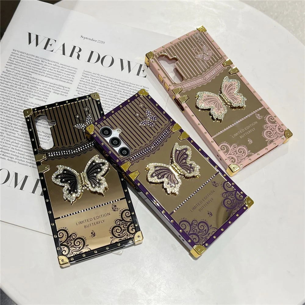 For Samsung Galaxy A36 5G / A56 5G Case Electroplated TPU + PC Phone Cover with Butterfly Kickstand - Dark Purple - 7