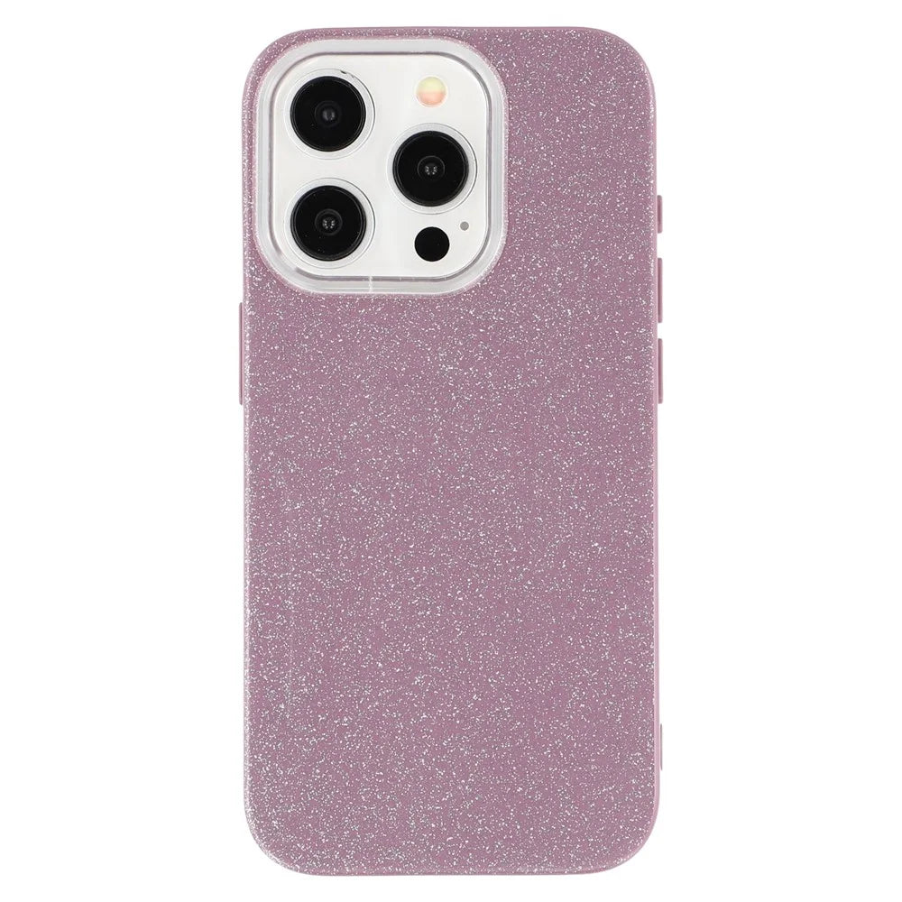 For iPhone 15 Pro Case IMD Glitter TPU Phone Cover Large Camera Cutout - Purple - 3