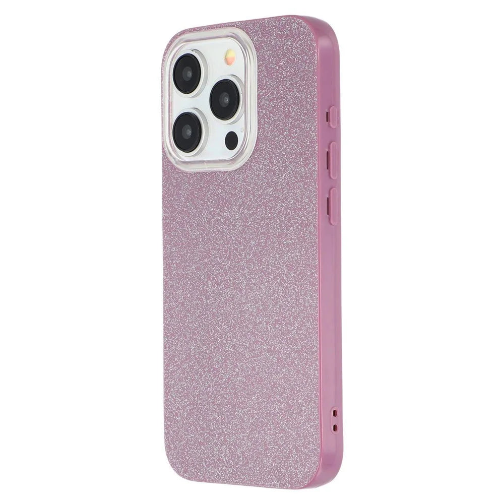For iPhone 15 Pro Case IMD Glitter TPU Phone Cover Large Camera Cutout - Purple - 4