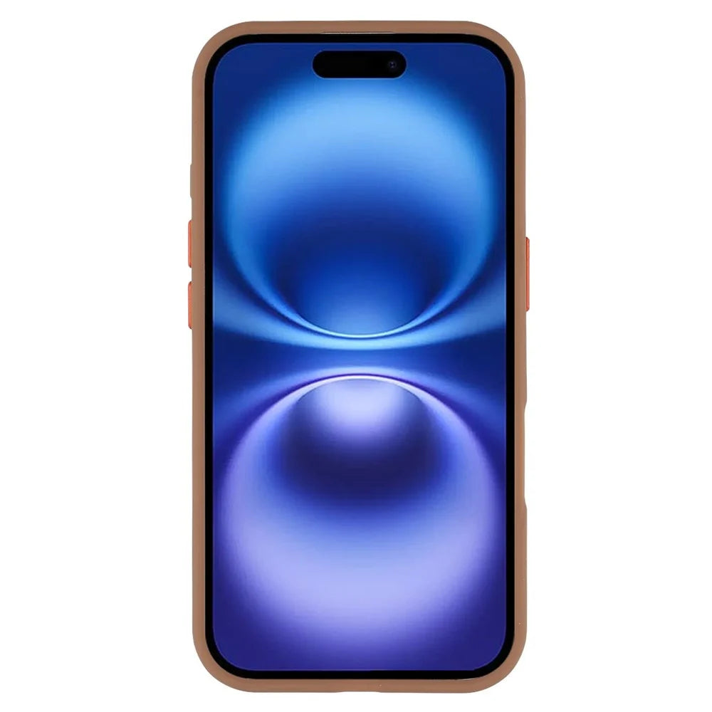 For iPhone 16 Magnetic Case Skin Touch TPU + PC Phone Back Cover - Brown - 2