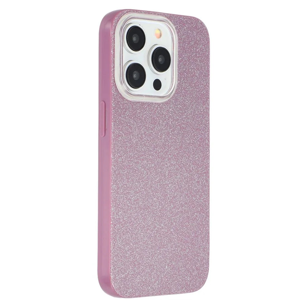 For iPhone 14 Pro Max Case IMD Glitter TPU Phone Cover Large Camera Cutout - Purple - 1