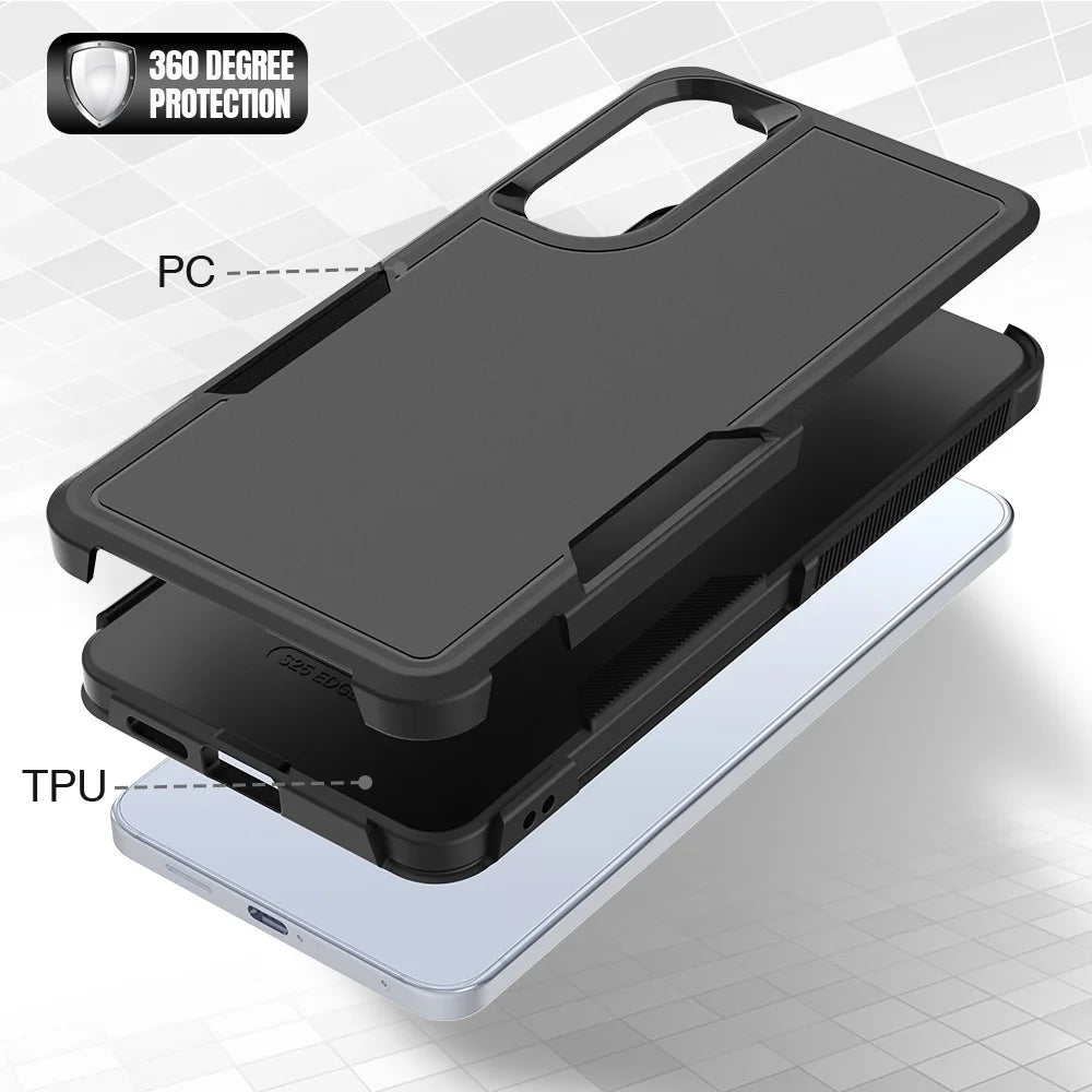 For Samsung Galaxy S25 Edge Case 2 in 1 PC + TPU Shockproof Phone Cover - Black - 4