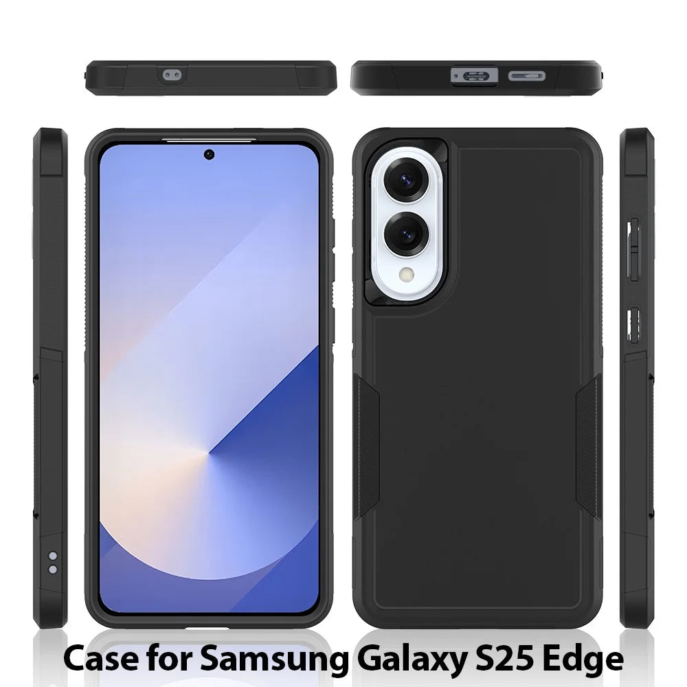 For Samsung Galaxy S25 Edge Case 2 in 1 PC + TPU Shockproof Phone Cover - Black - 7