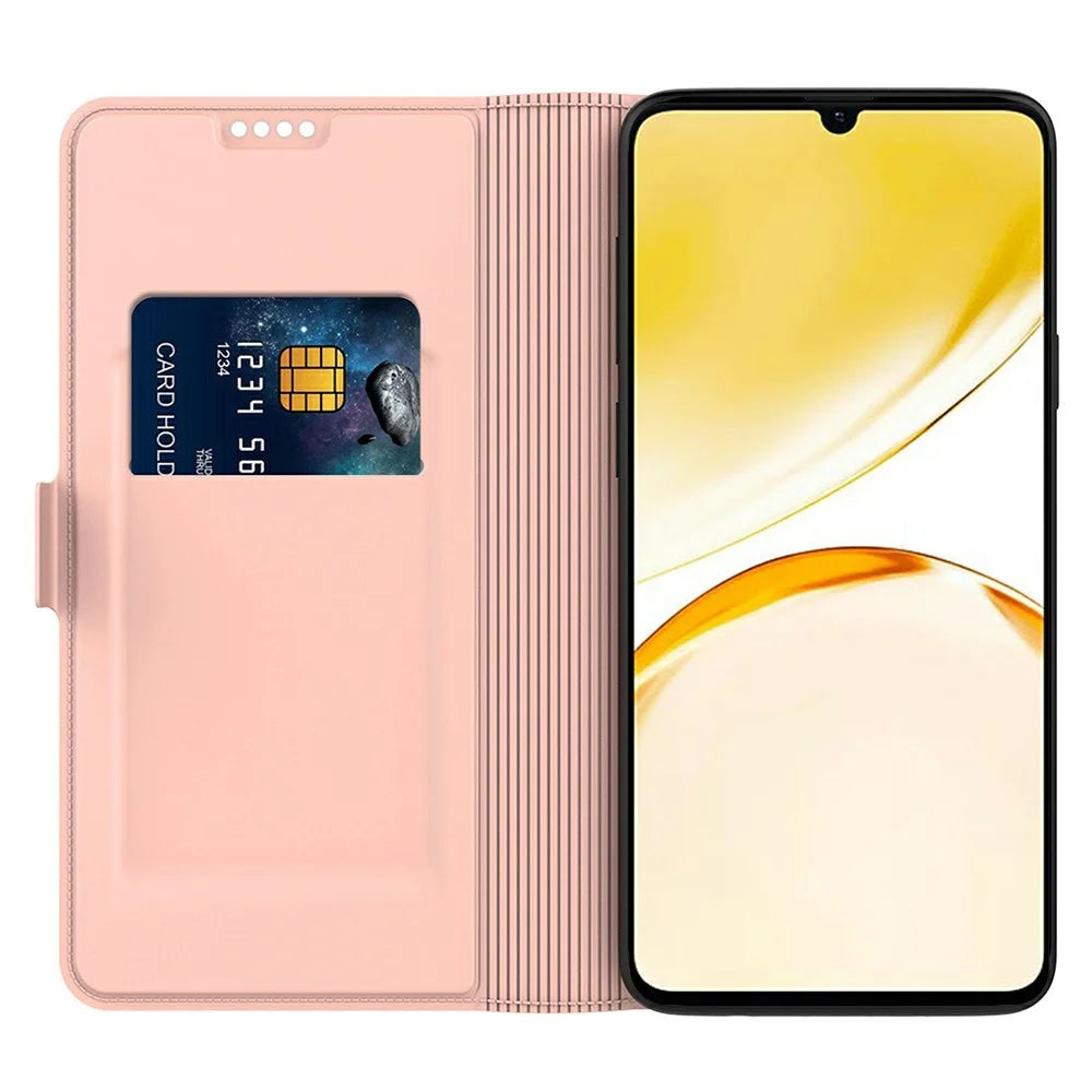 For Realme P3 Pro 5G Case Shockproof TPU Inner Shell Leather Phone Cover Card Slot - Rose Gold - 2