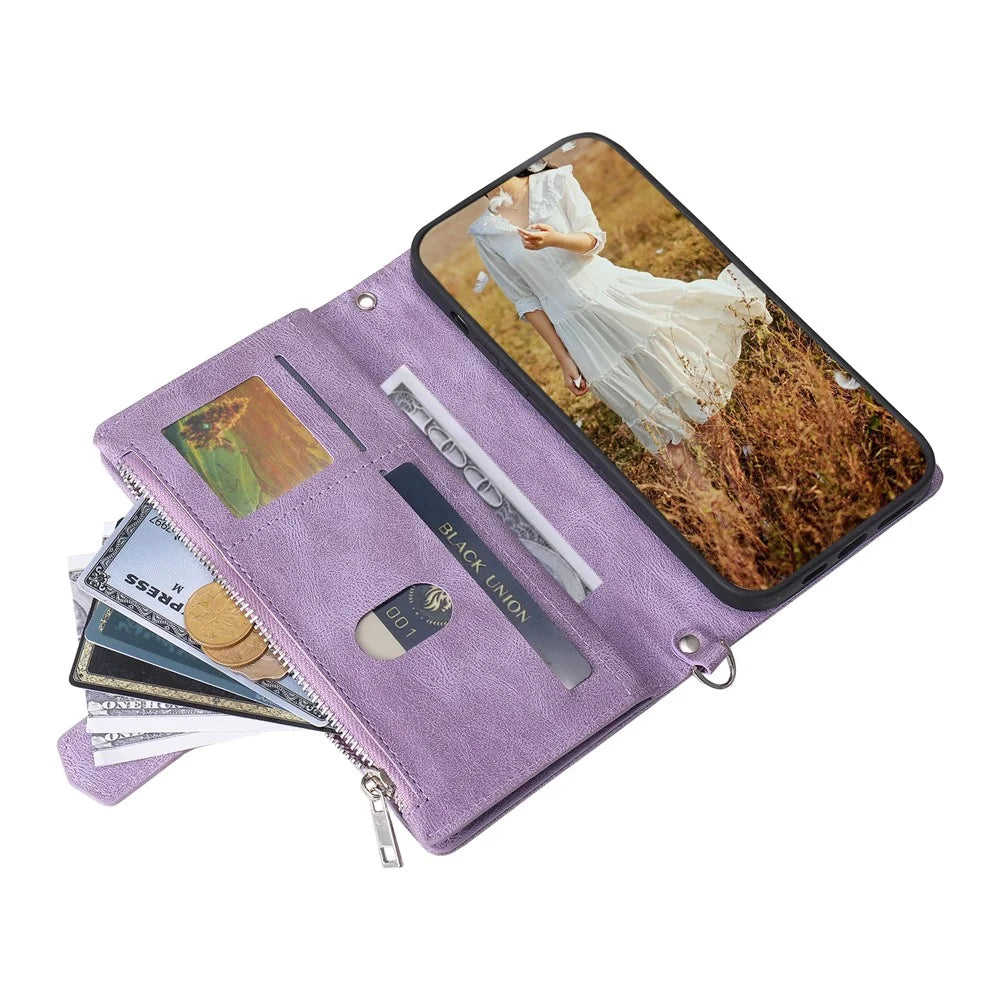 Style 005 For Google Pixel 10 Pro XL Wallet Case Rhombus Stitching Line PU Leather Phone Cover - Purple - 5