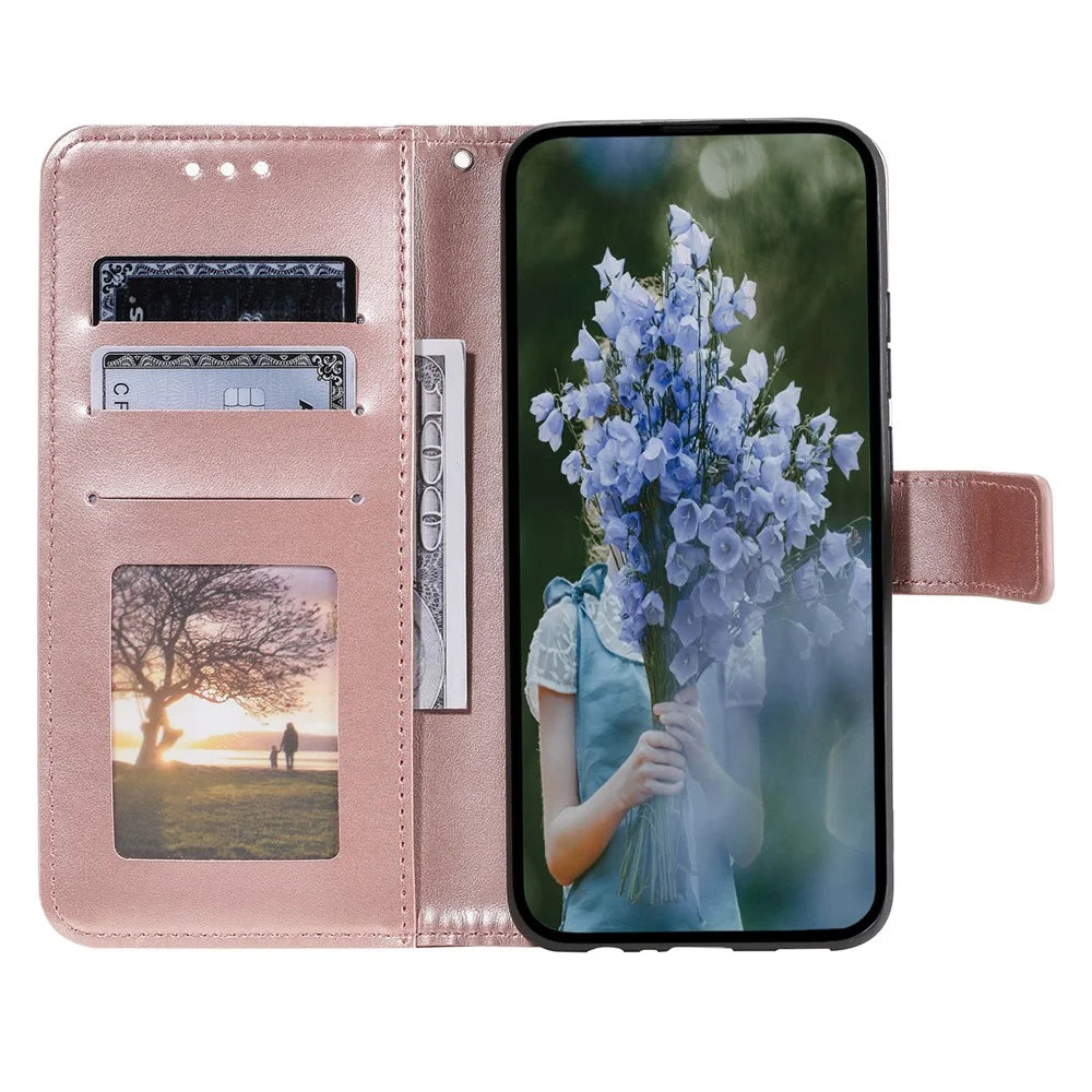 For Google Pixel 10 Pro XL Stand Case Imprinted Totem PU Leather Wallet Phone Cover - Rose Gold - 2