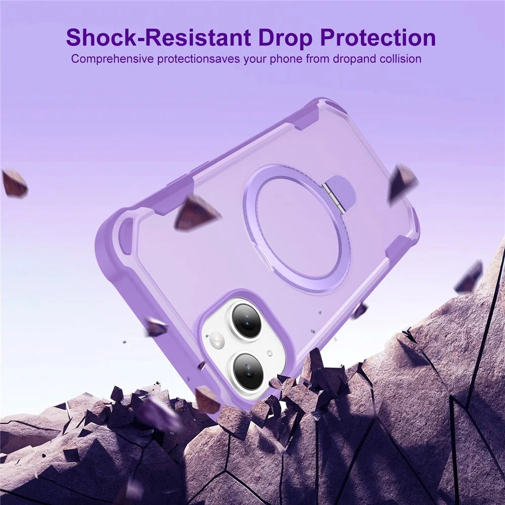For iPhone 14 Case Compatible with MagSafe Kickstand TPU + PC Shockproof Phone Back Cover - Purple - 2