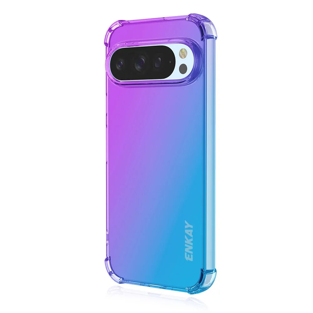 ENKAY For Google Pixel 9 Pro XL TPU Case  Thickened Four Corner Drop-proof Phone Back Cover - Purple / Blue - 1